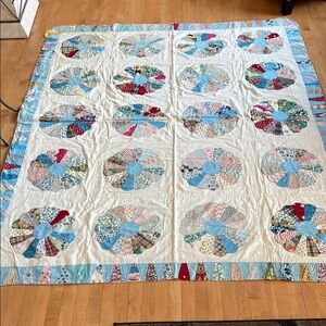 Patchwork Quilt with Blue Accents
